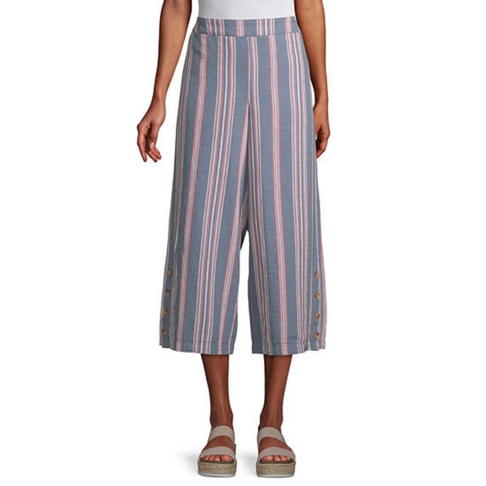 A.n.a. High Rise Cropped Pants Pink Blue Stripe Summer Spring Pastel Cute Ocean